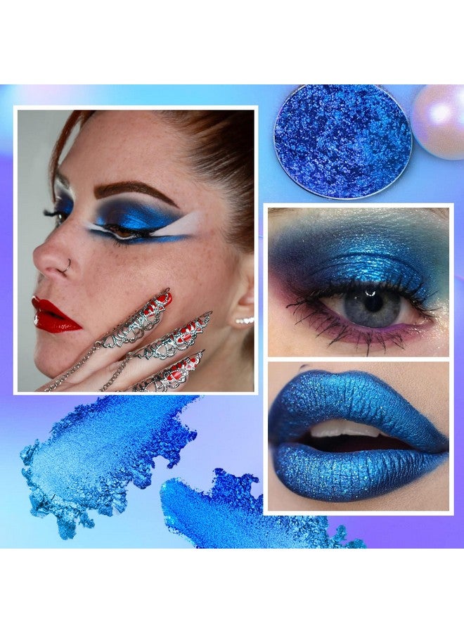 BEUSELF Blue Glitter Eyeshadow, Highly Pigmented Bright Sparkly Eye Makeup, Long Lasting Holographic Blue Shimmer Eye Shadow Palette Single for Blue Eyes, Vegan Cruelty & Talc Free (Royal Blue#6E)  - Image 3