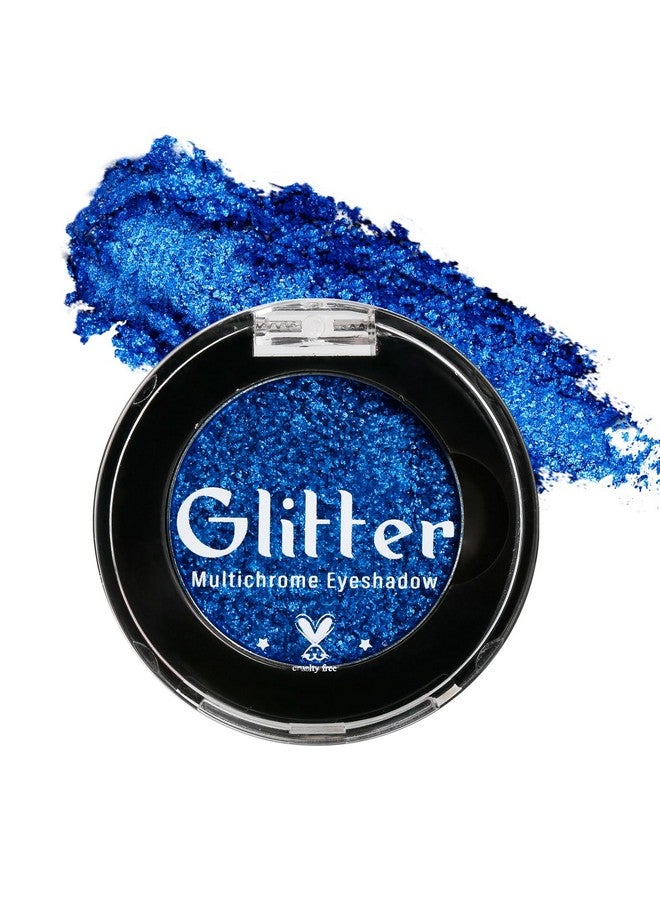 BEUSELF Blue Glitter Eyeshadow, Highly Pigmented Bright Sparkly Eye Makeup, Long Lasting Holographic Blue Shimmer Eye Shadow Palette Single for Blue Eyes, Vegan Cruelty & Talc Free (Royal Blue#6E)  - Image 1