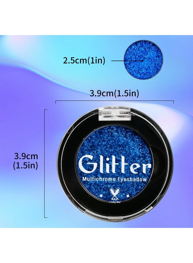 BEUSELF Blue Glitter Eyeshadow, Highly Pigmented Bright Sparkly Eye Makeup, Long Lasting Holographic Blue Shimmer Eye Shadow Palette Single for Blue Eyes, Vegan Cruelty & Talc Free (Royal Blue#6E)  - Image 5