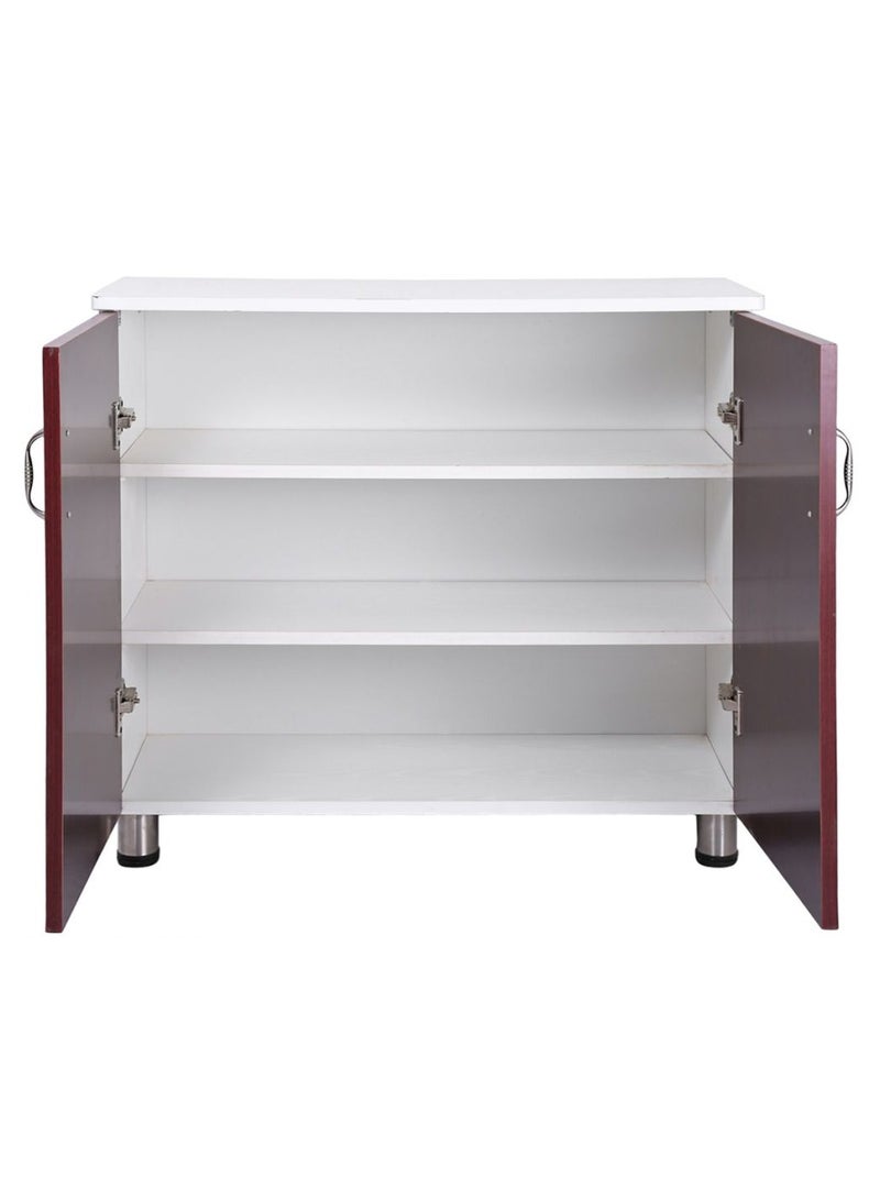 AFT Modern Two-tone Shoe Cabinet Rack With 2 Doors - Durable Mdf Design. Elegant Mdf Shoe Cabinet: Dual Doors And Organized Shelves. Mdf Shoe Cabinet With 2 Doors - Stylish Storage Solution. Perfect For Any Entryway, Living Room, Dining Room Or Bedrooms Space-saving Design, Organize Your Footwear Effortlessly White Frame/ Mahogany Door Arfan - Image 5