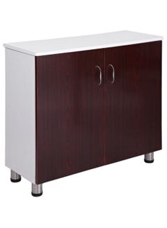 AFT Modern Two-tone Shoe Cabinet Rack With 2 Doors - Durable Mdf Design. Elegant Mdf Shoe Cabinet: Dual Doors And Organized Shelves. Mdf Shoe Cabinet With 2 Doors - Stylish Storage Solution. Perfect For Any Entryway, Living Room, Dining Room Or Bedrooms Space-saving Design, Organize Your Footwear Effortlessly White Frame/ Mahogany Door Arfan  - Image 2