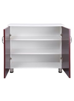 AFT Modern Two-tone Shoe Cabinet Rack With 2 Doors - Durable Mdf Design. Elegant Mdf Shoe Cabinet: Dual Doors And Organized Shelves. Mdf Shoe Cabinet With 2 Doors - Stylish Storage Solution. Perfect For Any Entryway, Living Room, Dining Room Or Bedrooms Space-saving Design, Organize Your Footwear Effortlessly White Frame/ Mahogany Door Arfan  - Image 4