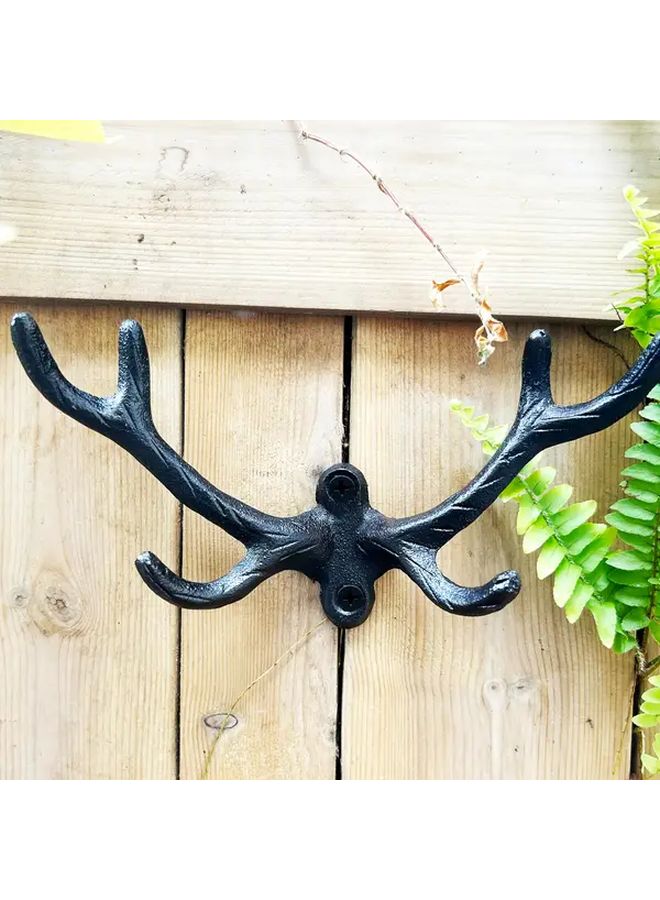 Vintage Cast Iron Deer Antlers Wall Coat Hooks 2pcs Farmhouse Wall Mounted Hangers - Image 2