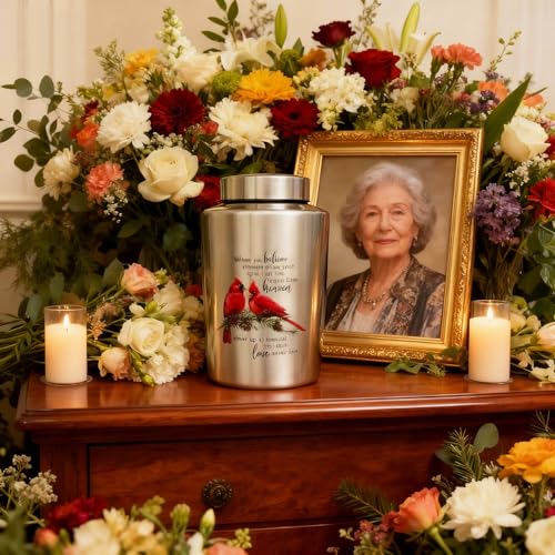 AODIYA Up to 220 lbs Large Stainless Steel Cremation Urns for Adult Male Female Ashes Funeral Memorial Keepsake Waterproof Urn for Human Women Man Remains CustomEngraved Name and PhotoCardinal - Image 3