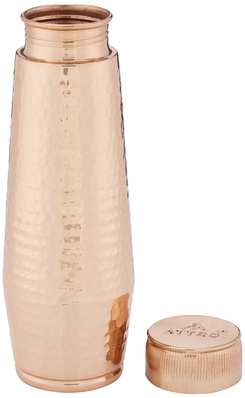 Attro Orra 600ml Copper Water Bottle Improve Your Immunity, Brain, Nervous System & Healthy Skin Natural Ayurveda Benefits Authentic Copper Bottle - Hammered - Image 2