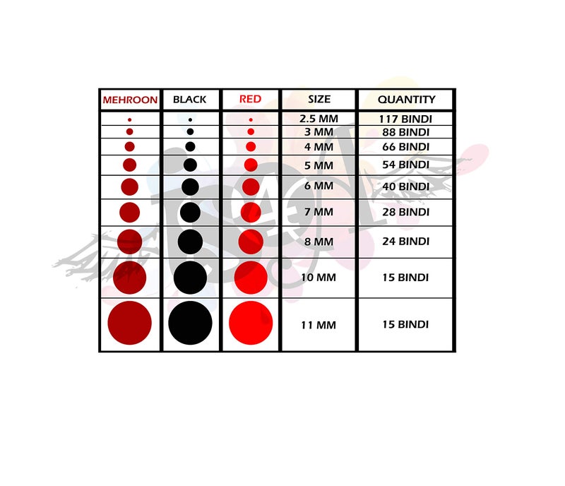 IS4A 447 Multicolored Bollywood Forehead Stickers Adhesive Body Jewelry 9 Cards of Different Sized Tattoo Velvet Bindi Round Dot (RED) - Image 5