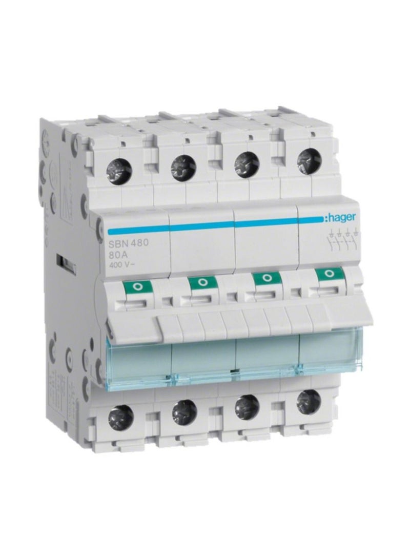 Hager HAGER 80A 4 POLE ISOLATOR SBN480N *ONEKONEKT* 