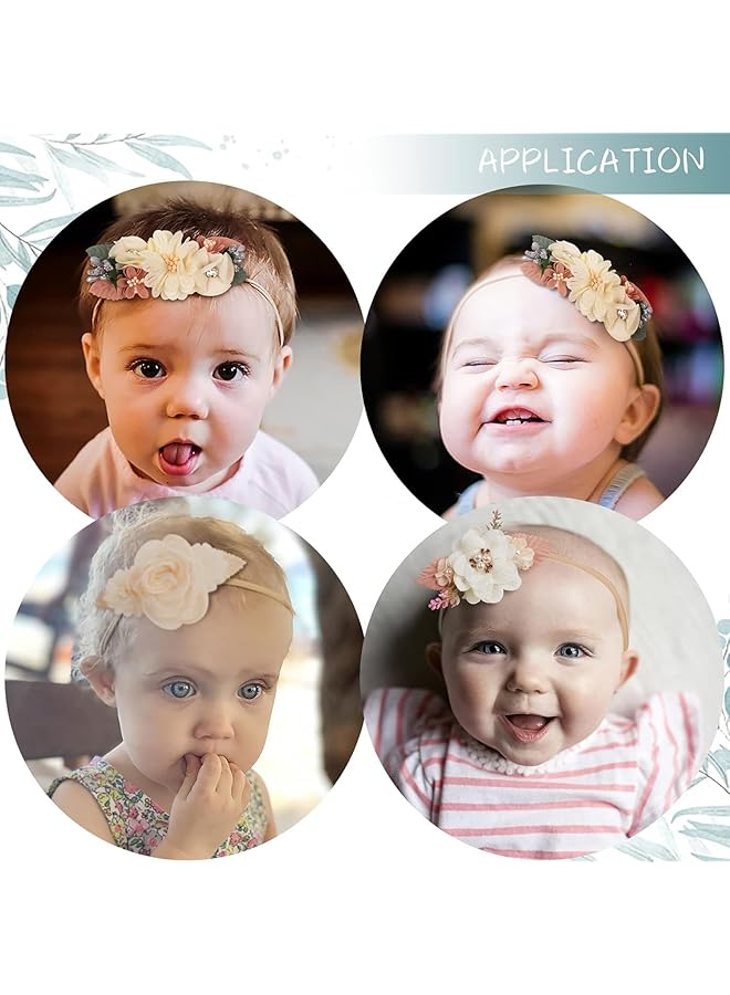 KASTWAVE Floral Nylon Headbands For Baby Girls 3 Pack Handmade Bow Elastic Hair Bands For Newborns And Toddlers - Image 2