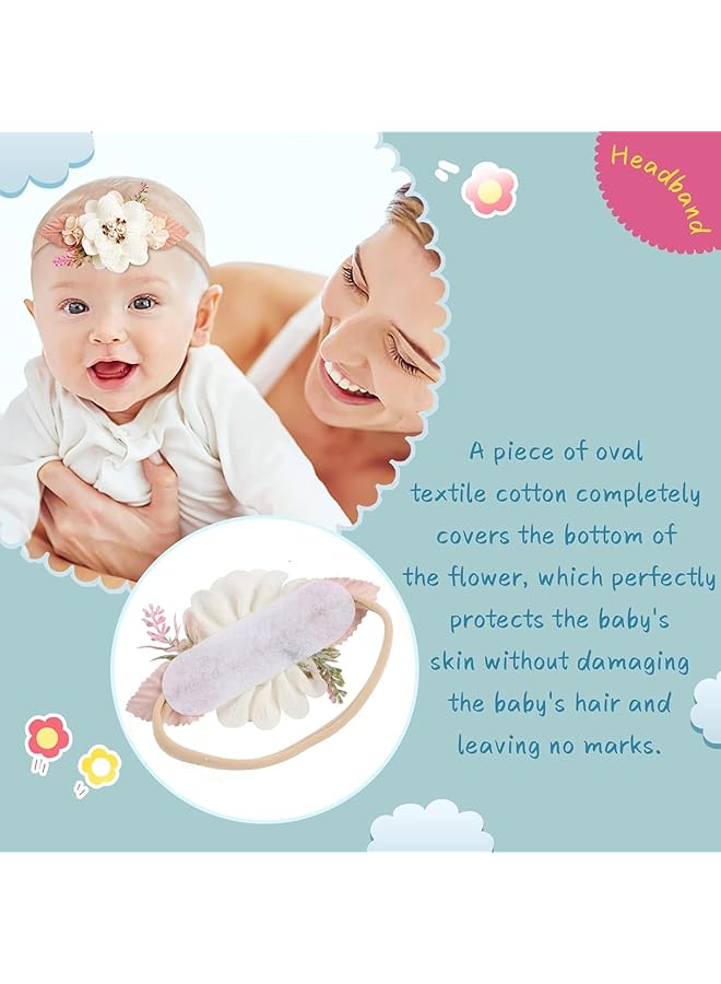 KASTWAVE Floral Nylon Headbands For Baby Girls 3 Pack Handmade Bow Elastic Hair Bands For Newborns And Toddlers - Image 4