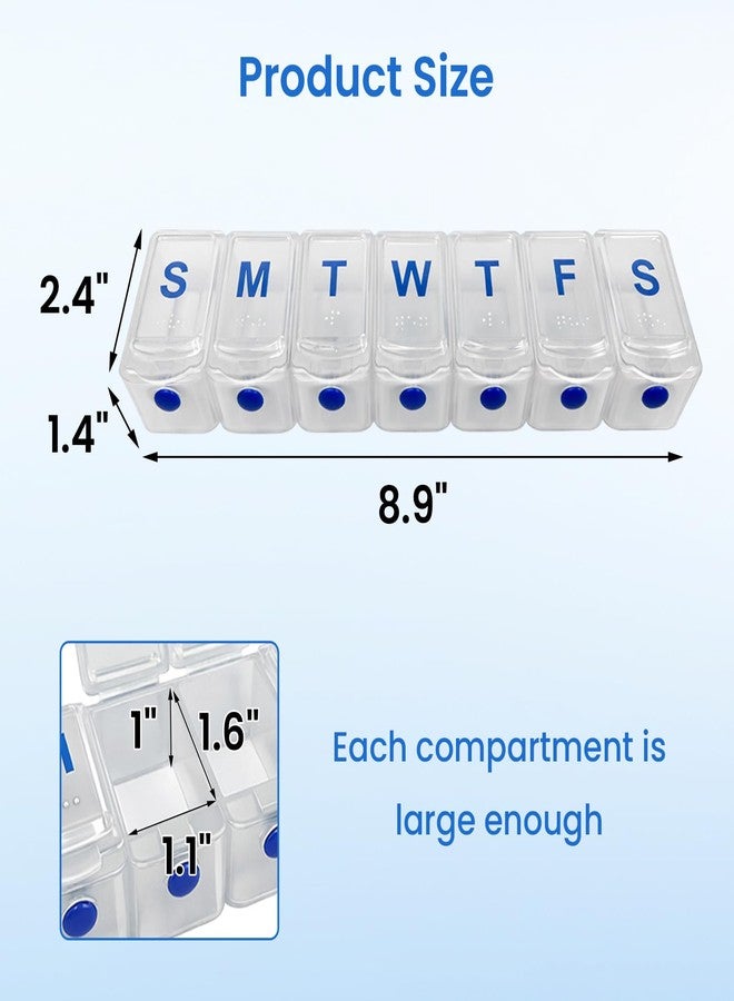 MUROCEA Weekly Pill Organizer - Large 7 Day Pill Case, Daily Vitamin & Supplement Organizer for Medicine, Fish Oil & Tablets, 1 Pc - Image 3