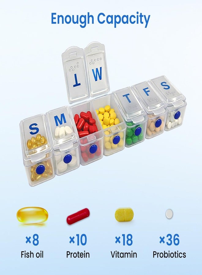 MUROCEA Weekly Pill Organizer - Large 7 Day Pill Case, Daily Vitamin & Supplement Organizer for Medicine, Fish Oil & Tablets, 1 Pc - Image 2