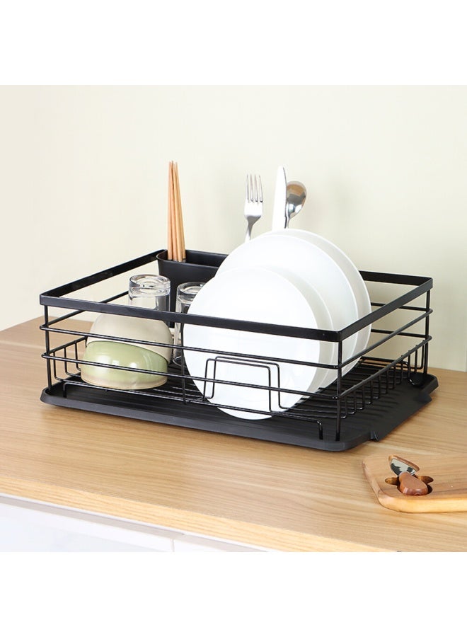 NAMSON Dish Rack With Drain Drip Tray Na-8000 Black | Dish Drying Rack With Tray &Utensil Holders |Powder Coated Rust Proof | Anti Moisture - Image 5