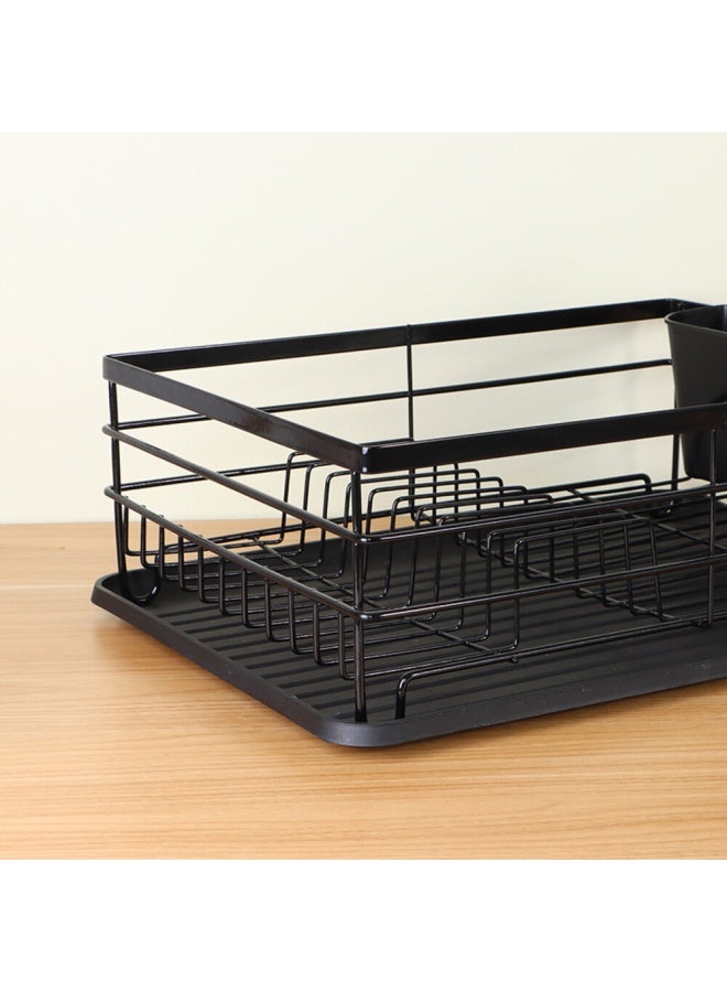 NAMSON Dish Rack With Drain Drip Tray Na-8000 Black | Dish Drying Rack With Tray &Utensil Holders |Powder Coated Rust Proof | Anti Moisture - Image 2