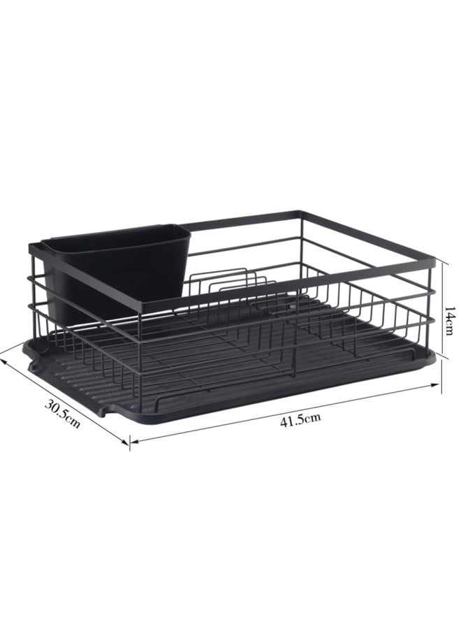NAMSON Dish Rack With Drain Drip Tray Na-8000 Black | Dish Drying Rack With Tray &Utensil Holders |Powder Coated Rust Proof | Anti Moisture - Image 4