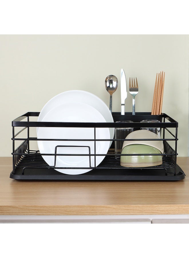 NAMSON Dish Rack With Drain Drip Tray Na-8000 Black | Dish Drying Rack With Tray &Utensil Holders |Powder Coated Rust Proof | Anti Moisture - Image 3