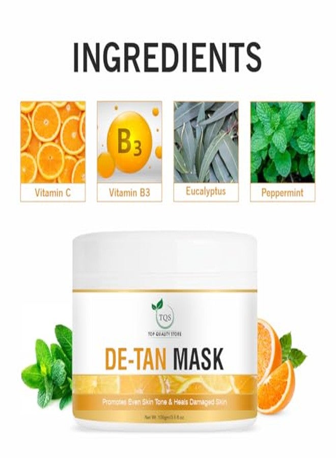 TQS De-Tan Mask, Night Cream for Even Skin Tone, Promotes Healing, with Orange and Mint, 100gm - Image 5