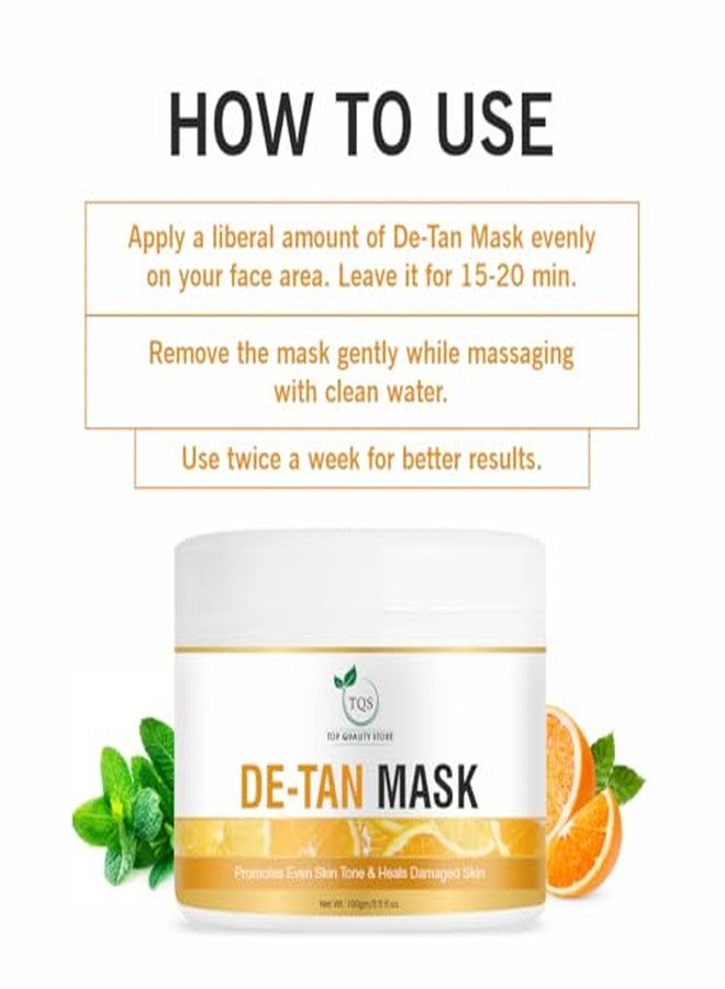 TQS De-Tan Mask, Night Cream for Even Skin Tone, Promotes Healing, with Orange and Mint, 100gm - Image 4