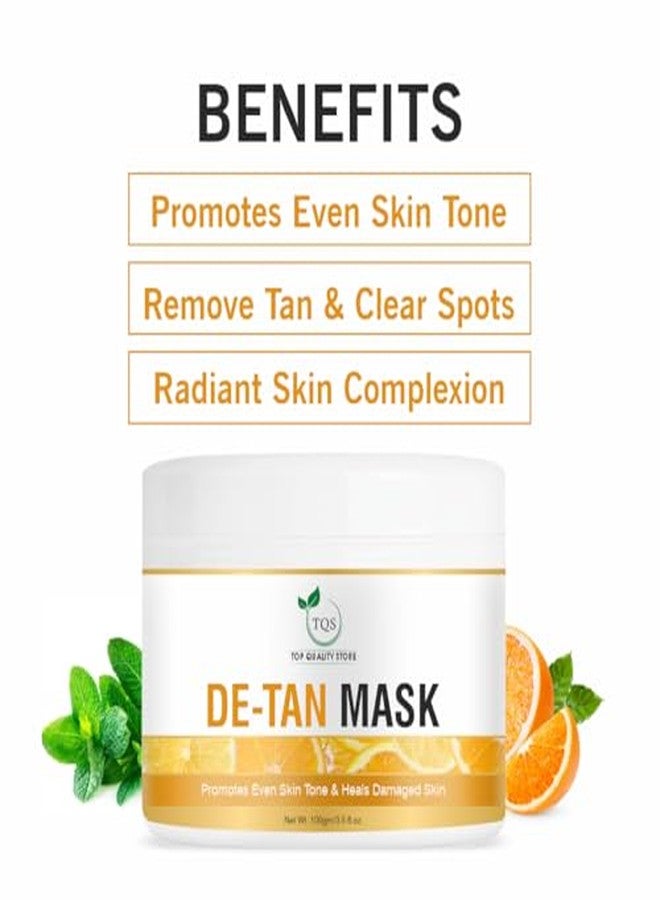 TQS De-Tan Mask, Night Cream for Even Skin Tone, Promotes Healing, with Orange and Mint, 100gm - Image 3
