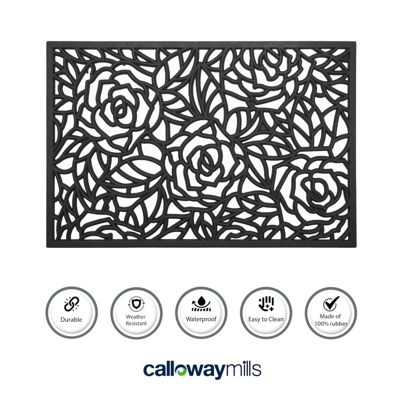 Calloway Mills حصيرة مدخل مطاطية روز سوداء من كالوواي ميلز AZ103762436، 24" × 36"، سوداء - Image 4