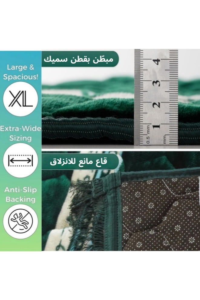 Premium Velvet Prayer Mat Set: Large Size Thick Memory Foam with Anti-Slip Bottom, with 33-Bead Tasbih & Storage Pouch, Traditional Arch Design for Muslim Prayers, Portable Janamaz for Home/Travel, Ideal Gift for Men, Women, Family & Friends  - Image 2