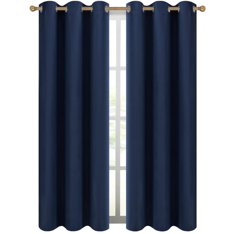 Diraysid Blackout Curtains for Bedroom Grommet Thermal Insulated Room Darkening Curtains (42 x 84 Inch, 2 Panels, Navy Blue) - Image 2