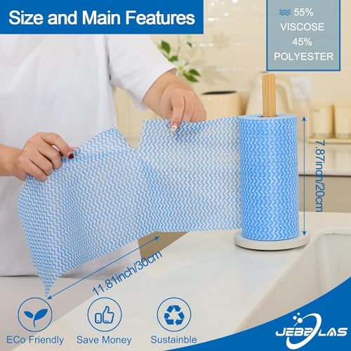 JEBBLAS Reusable Cleaning Wipe, Household &Kitchen Towels,Disposable Cleaning Cloth, Dish Cloth Dish Towels Dish Rags Reusable Kitchen Paper Towels, Wash Towels, 2 Rolls of 200 Sheets - Image 3