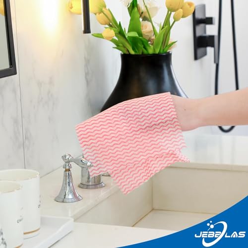 JEBBLAS Reusable Cleaning Wipe, Household &Kitchen Towels,Disposable Cleaning Cloth, Dish Cloth Dish Towels Dish Rags Reusable Kitchen Paper Towels, Wash Towels, 2 Rolls of 200 Sheets - Image 4