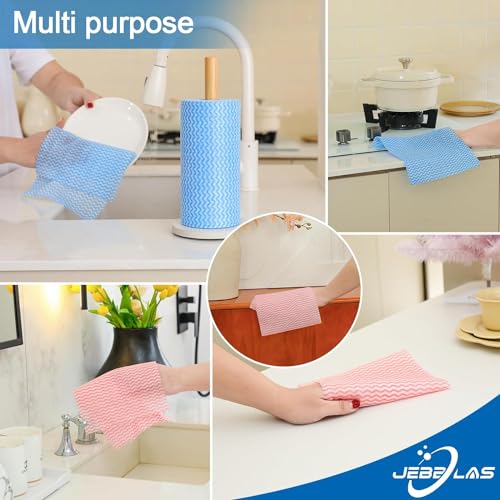 JEBBLAS Reusable Cleaning Wipe, Household &Kitchen Towels,Disposable Cleaning Cloth, Dish Cloth Dish Towels Dish Rags Reusable Kitchen Paper Towels, Wash Towels, 2 Rolls of 200 Sheets - Image 2