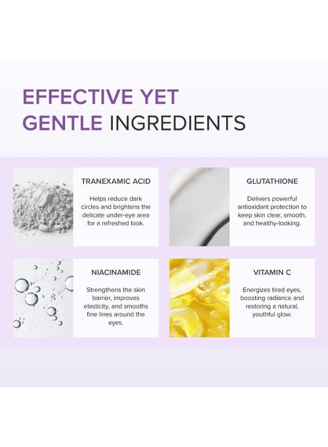 MARY & MAY Mary&May Tranexamic Acid + Glutathione Eye Cream 30ml | Brightening Eye Treatment for Dark Circles & Uneven Skin Tone | Vitamin C, Niacinamide & Antioxidant Formula | Morning & Night Korean Skincare - Image 3