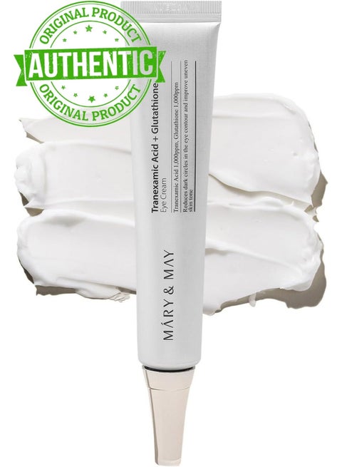 MARY & MAY Mary&May Tranexamic Acid + Glutathione Eye Cream 30ml |  Brightening Eye Treatment for Dark Circles & Uneven Skin Tone | Vitamin C,  Niacinamide & Antioxidant Formula