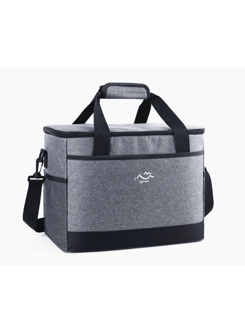 Large Insulated Thermal Bag 26L,Cooler Bag For Summer Ice Cube, Reusable Food Bag Leakproof with Pockets, Lunchbox For Beach,Camping, BBQ, Family Outdoor(Gray) - Image 1
