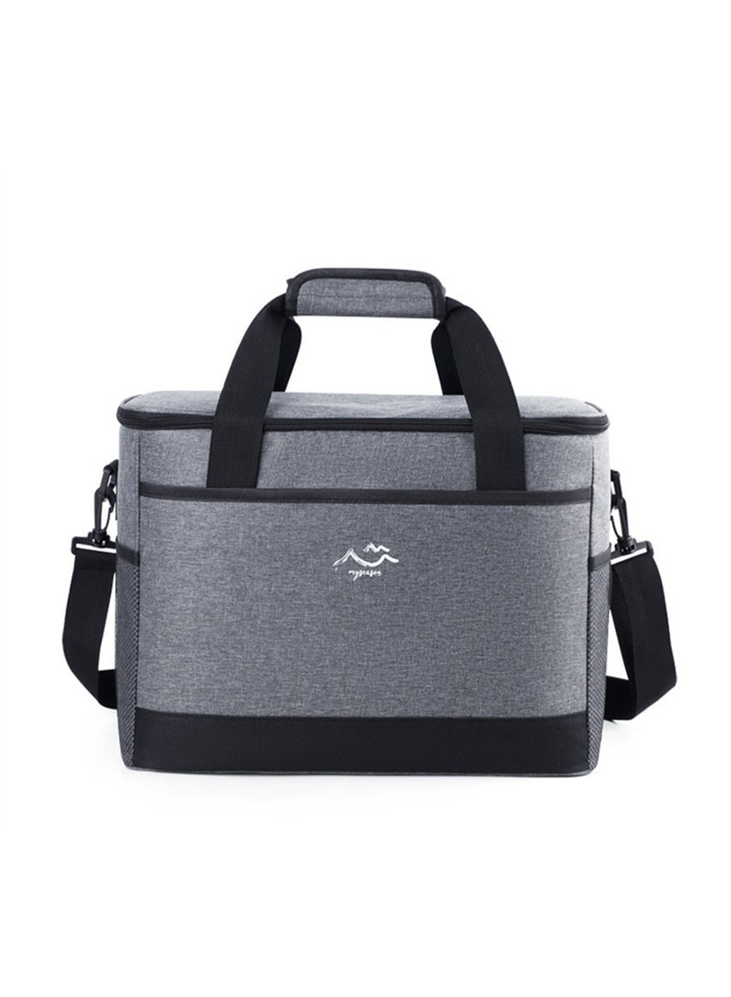Large Insulated Thermal Bag 26L,Cooler Bag For Summer Ice Cube, Reusable Food Bag Leakproof with Pockets, Lunchbox For Beach,Camping, BBQ, Family Outdoor(Gray) - Image 2