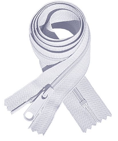 YKK #4.5 Handbag Zipper 48” with Extra-Long Pull Slider ~ Closed Bottom ~ White (1 Zipper) - Image 1