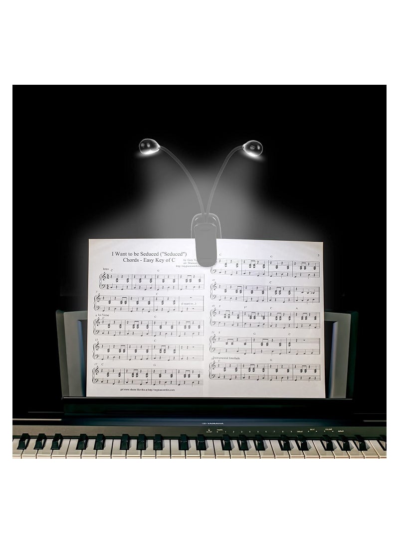 LED Book Light Mini Super Bright Clip Desk Light with Double Headed Portable Adjustable Gooseneck Light 4 Brightness Levels for Music Stands Reading BBQ Desk Travel Musicians Readers