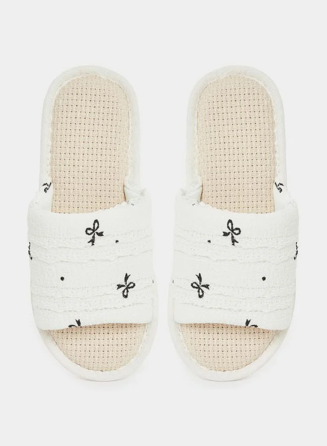 Styli Styli Bow Print Bedroom Slippers