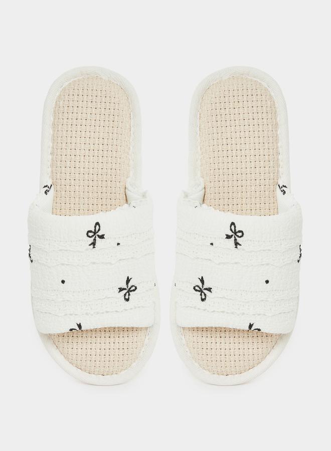 Styli Bow Print Bedroom Slippers - Image 5
