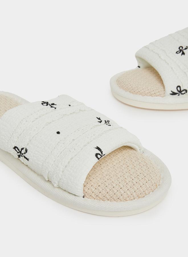 Styli Bow Print Bedroom Slippers - Image 3