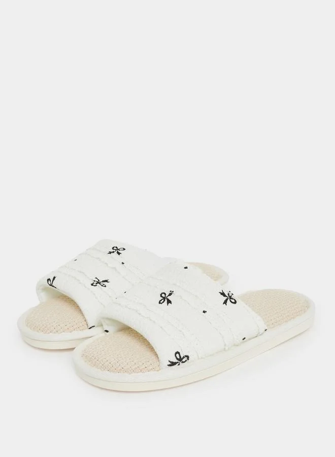 ستايلي Styli Bow Print Bedroom Slippers