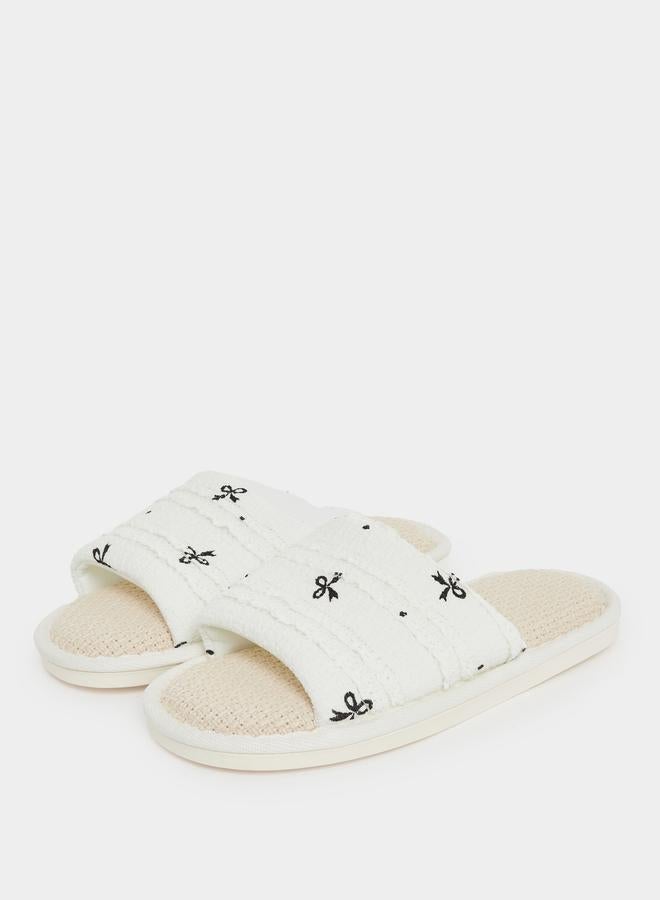 Styli Bow Print Bedroom Slippers - Image 2