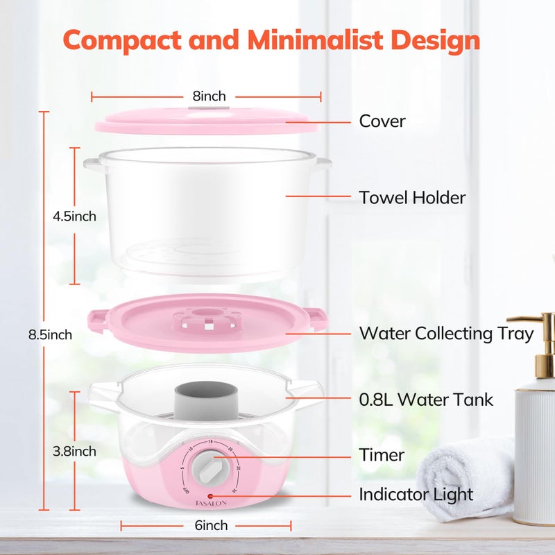 TASALON Pink Hot Towel Steamer for Facials, 5-Min Quick Heating Towel Warmer Machine, Portable Spa Salon Equipment with Aromatherapy for Massage - Image 5