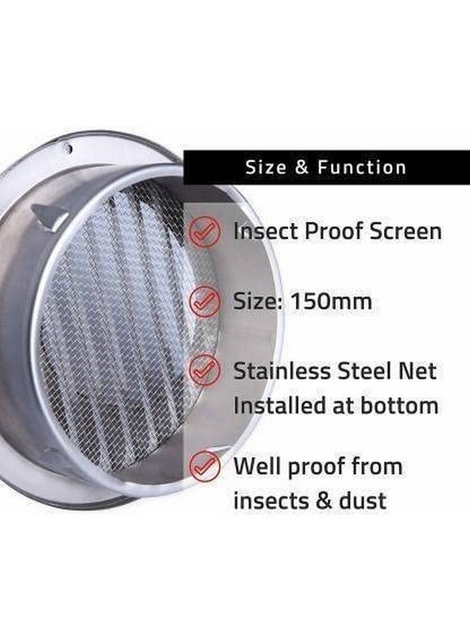 KIRMANI All In One Steel Cowl Cover, Size- 6 inches use for Chimney and 150 mm Exhaust Fan (Silver) - Image 3