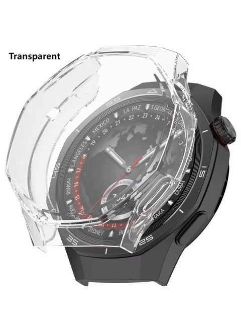 Plating Case For Huawei Watch GT5 Pro 46mm Smart Watch Strap Full Bumper TPU Protective Cover Accessories Screen Protector (Clear)