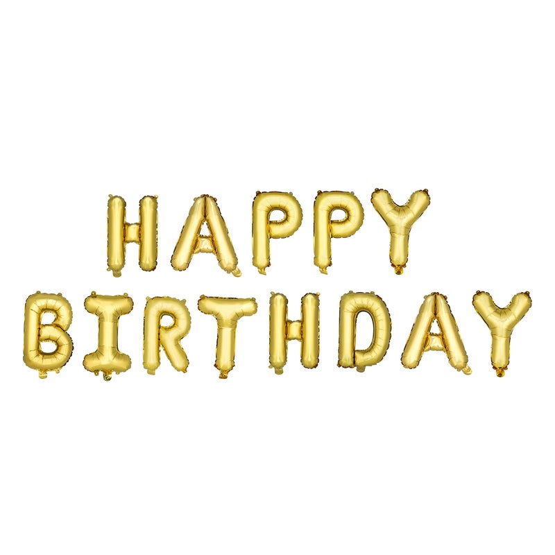 True Fabrication 6237 Gold Happy Birthday Mylar Balloon Multi Color