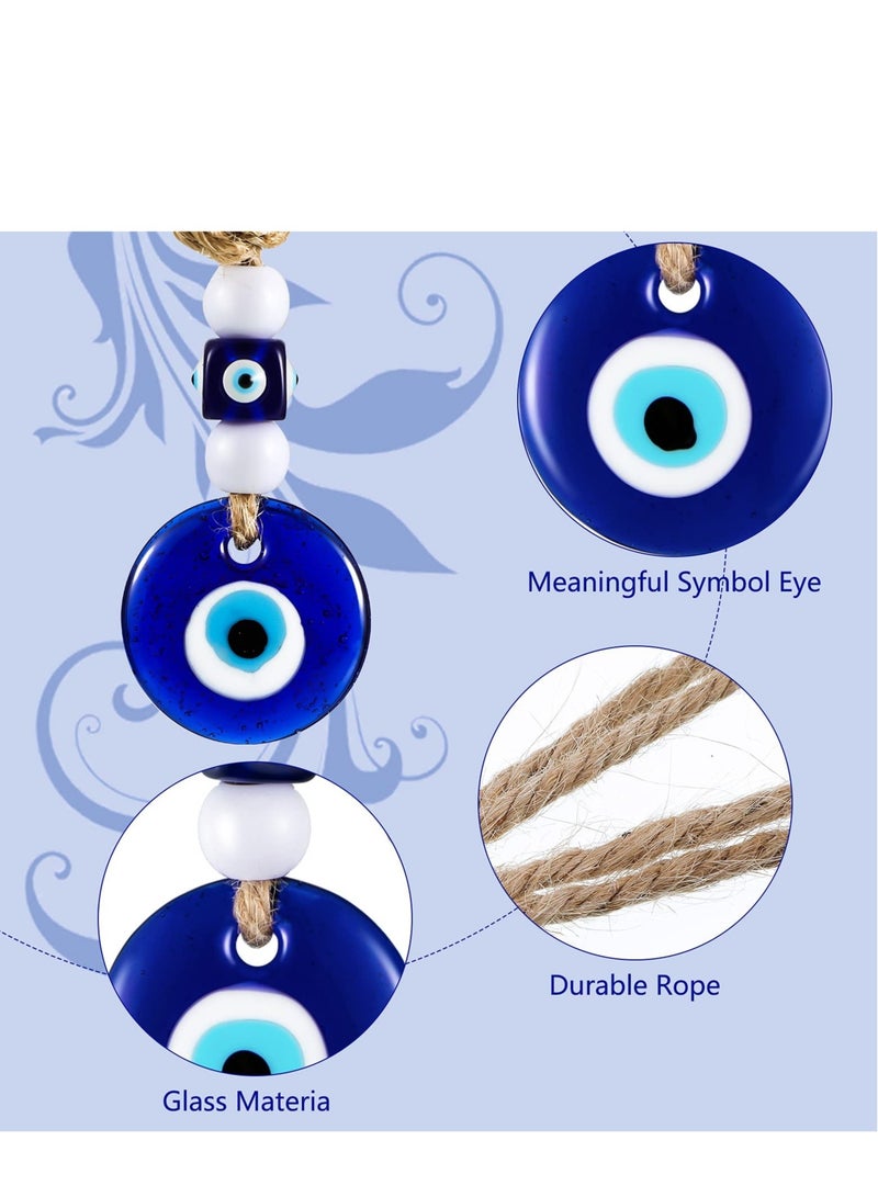 Blue Evil Eye Beads Ornaments Glass Evil Eye Hanging Ornaments Turkish Blue Evil Eye Beads Charms with Rope Decorative Evil Eye Pendants for Home Farmhouse Wall Crafts Decorations(6Pieces) - Image 3