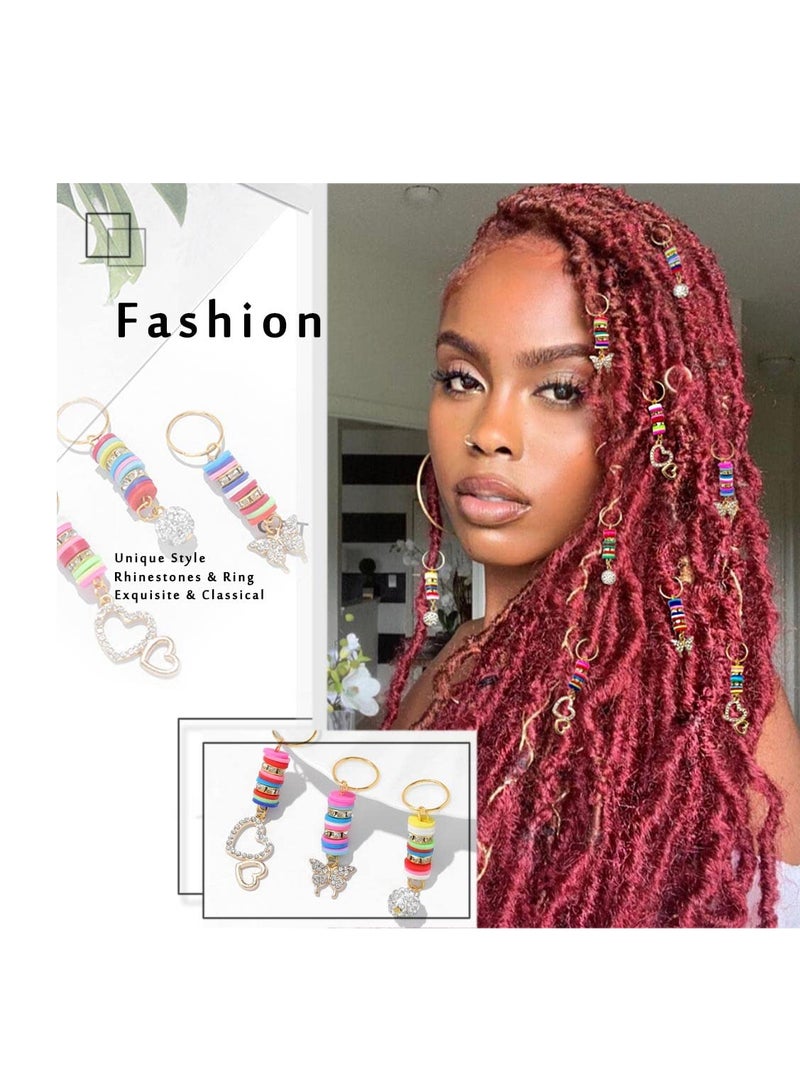 SYOSI Butterfly Crystals Loc Jewelry Gold Rhinestones Braid Hair Ring Jewels Heart African Dreadlock Accessories Charms for Black Women (18PCS)  - Image 5