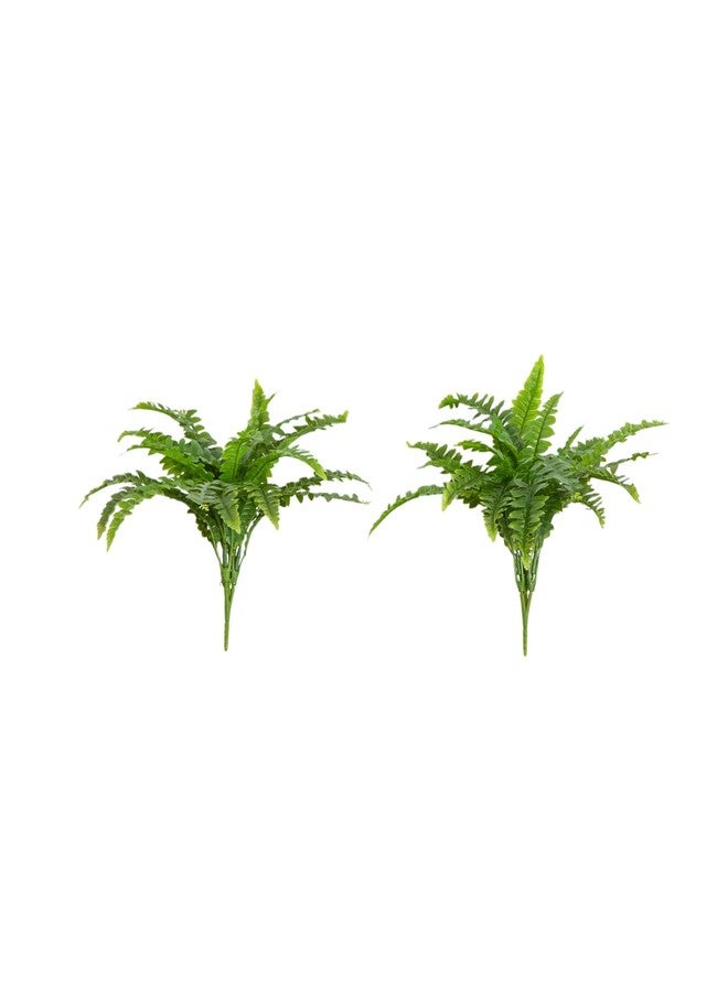 Nearly Natural 19-in UV Resistant Artificial Boston Fern, Set of 2, Large Hanging Fake Plant Wall Decor with 24 Fronds, Faux Fern Vines that Look Real for Home & Garden Decor, Outdoor Porch Decoration - Image 1