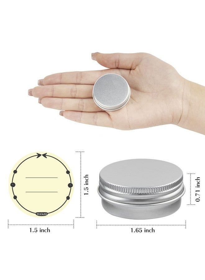 TUZAZO 24Pack 1/2 Oz Aluminum Tin Cans With Screw Lid And Labels, Refillable Travel Sized Cosmetic Containers Small Tins For Lip Balms, Salves, Lotion Bars, Candles - Image 2