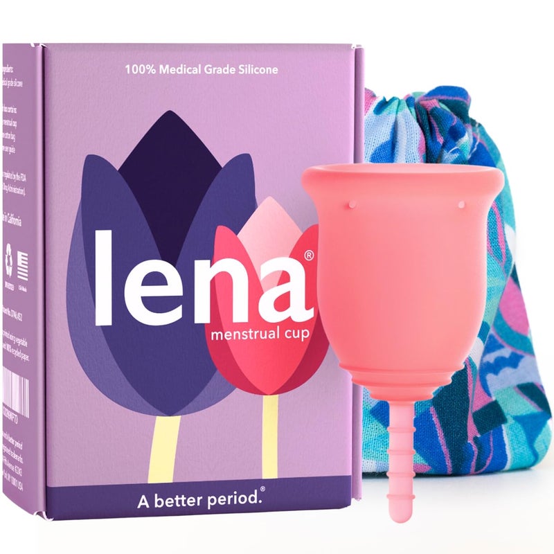 Lena Menstrual Cup Original â€“ Reusable Silicone Period Cup for Regular Flow, 12-Hour Leak-Free Protection, Soft & Comfortable, Beginner-Friendly Design - Small, Pink - Image 1