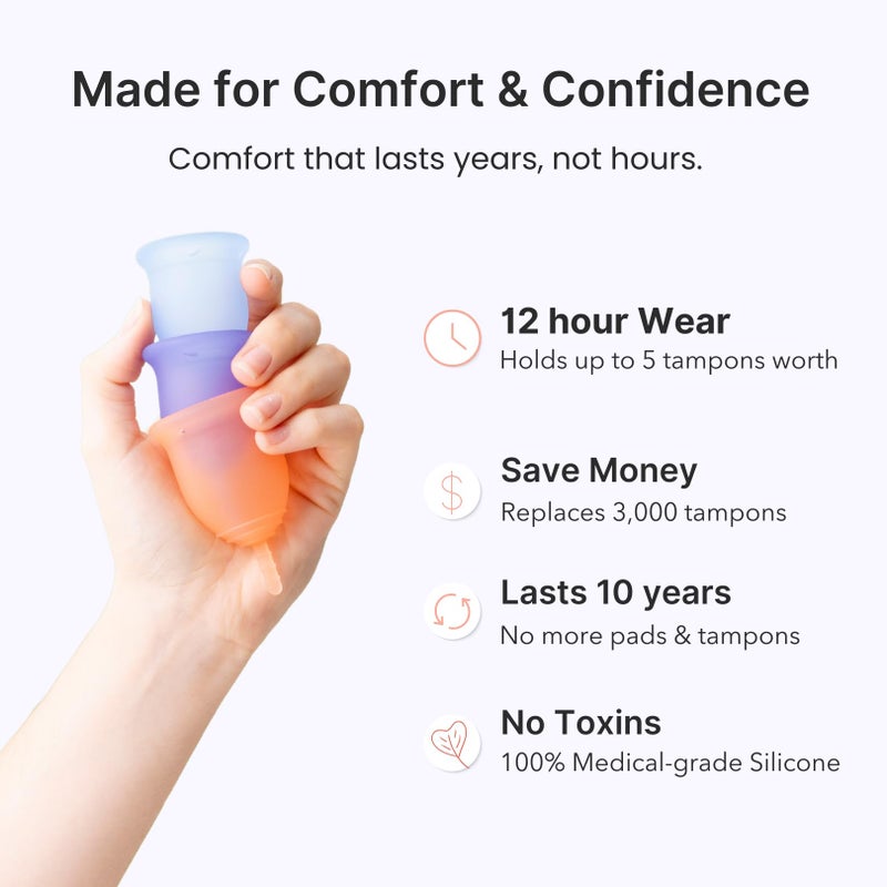 Lena Menstrual Cup Original â€“ Reusable Silicone Period Cup for Regular Flow, 12-Hour Leak-Free Protection, Soft & Comfortable, Beginner-Friendly Design - Small, Pink - Image 3