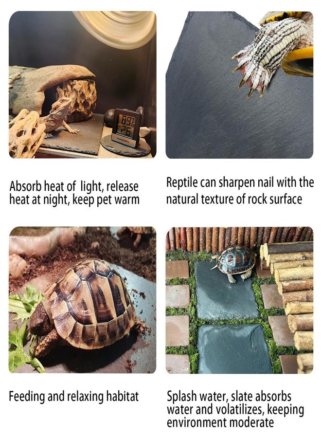 INOSCIND Extra Large 15.7 × 11.8" Reptile Basking Platform, Reptile Slate, Basking Rock, Slate Tiles Rocks for Reptiles,Terrarium Bowls for Bearded Dragon Tortoise Turtle Ball Python Snake Lizard Gecko - Image 5